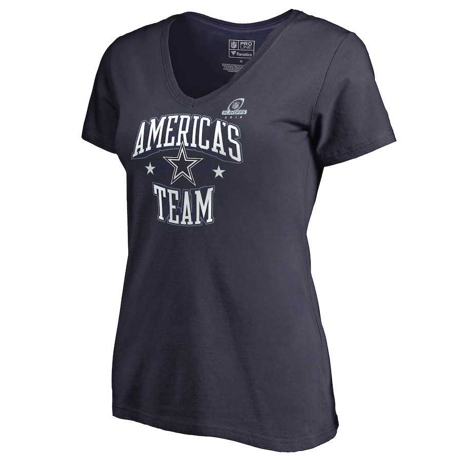Women Cowboys Navy 2018 NFL Playoffs America's Team Shirt,We sell and wholesale Women Cowboys Navy 2018 NFL Playoffs America's Team Shirt on line form chian!